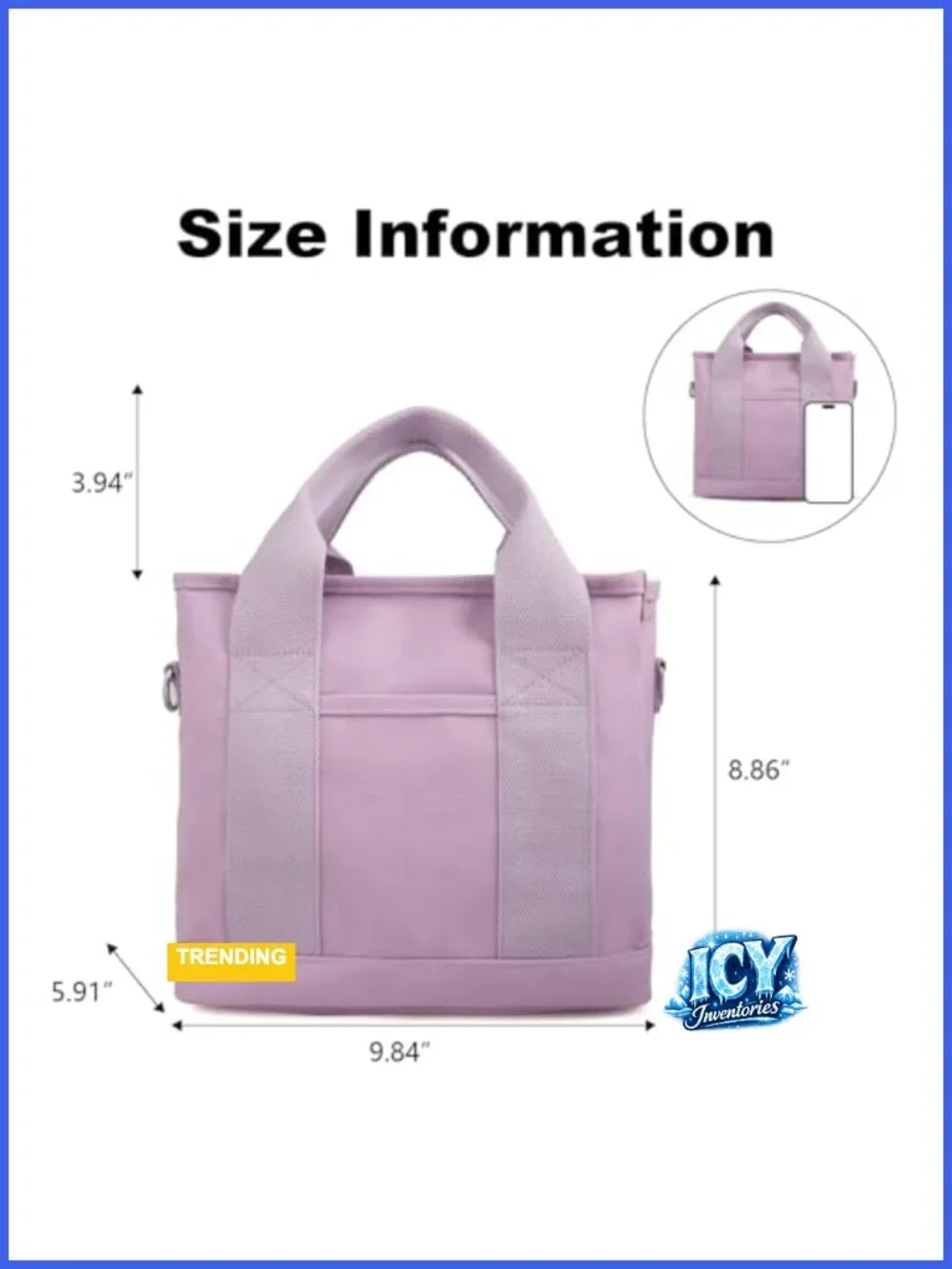 Canvas Mini Crossbody Tote Bag with Pockets for Women